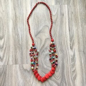 Red beaded necklace 28"